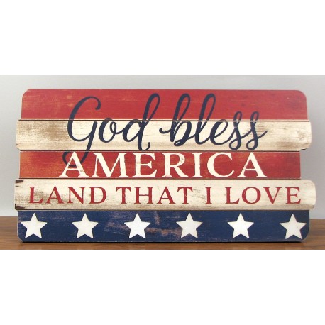 God Bless America Wood Sign