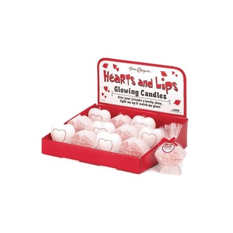 12 Hearts & Lips Glowing Candles