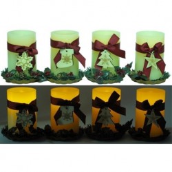 LED Holiday Pillar Candle on Metal Tray Asst Styles Price EACH