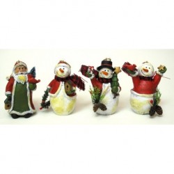 Resin Santa/Snowman Ornaments Set of Four