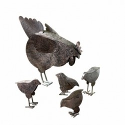 Metal Chicken Sculptures - 5 PIECE SET